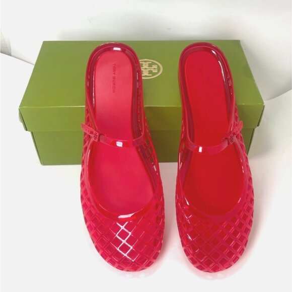 Tory Burch Mellow Jelly Mules Mary Janes Red Sandals Size 11 - Picture 4 of 9